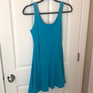 Express bright blue skater dress